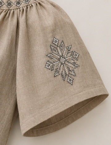 Women’s Linen Grey Embroidered Blouse