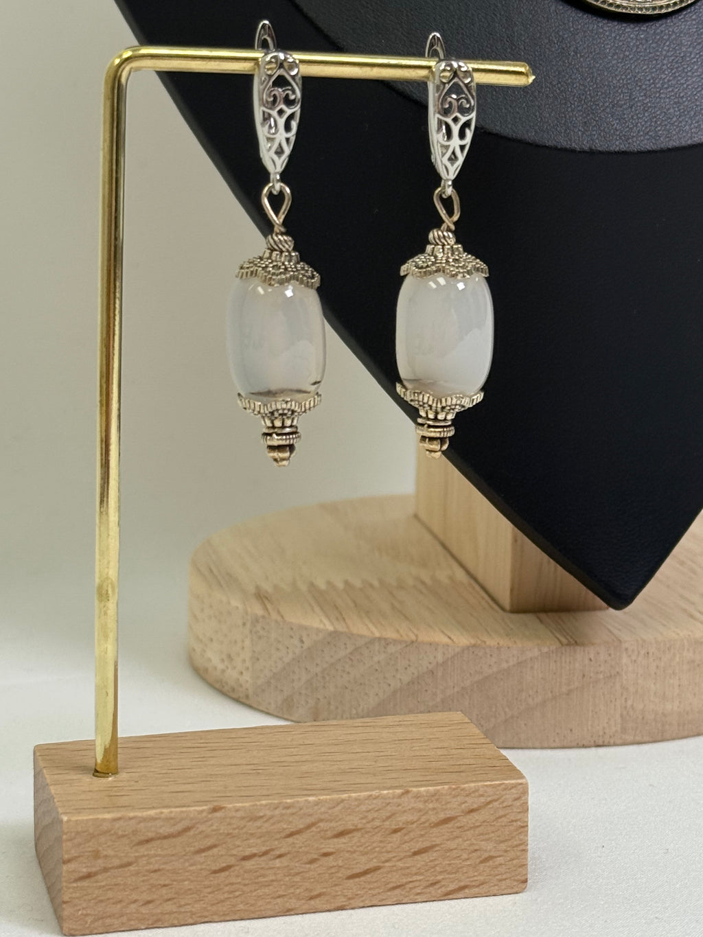 Natural Gray-Blue Stone Choker with Brass Pendant of the "Pokrovy Bohorodytsy"