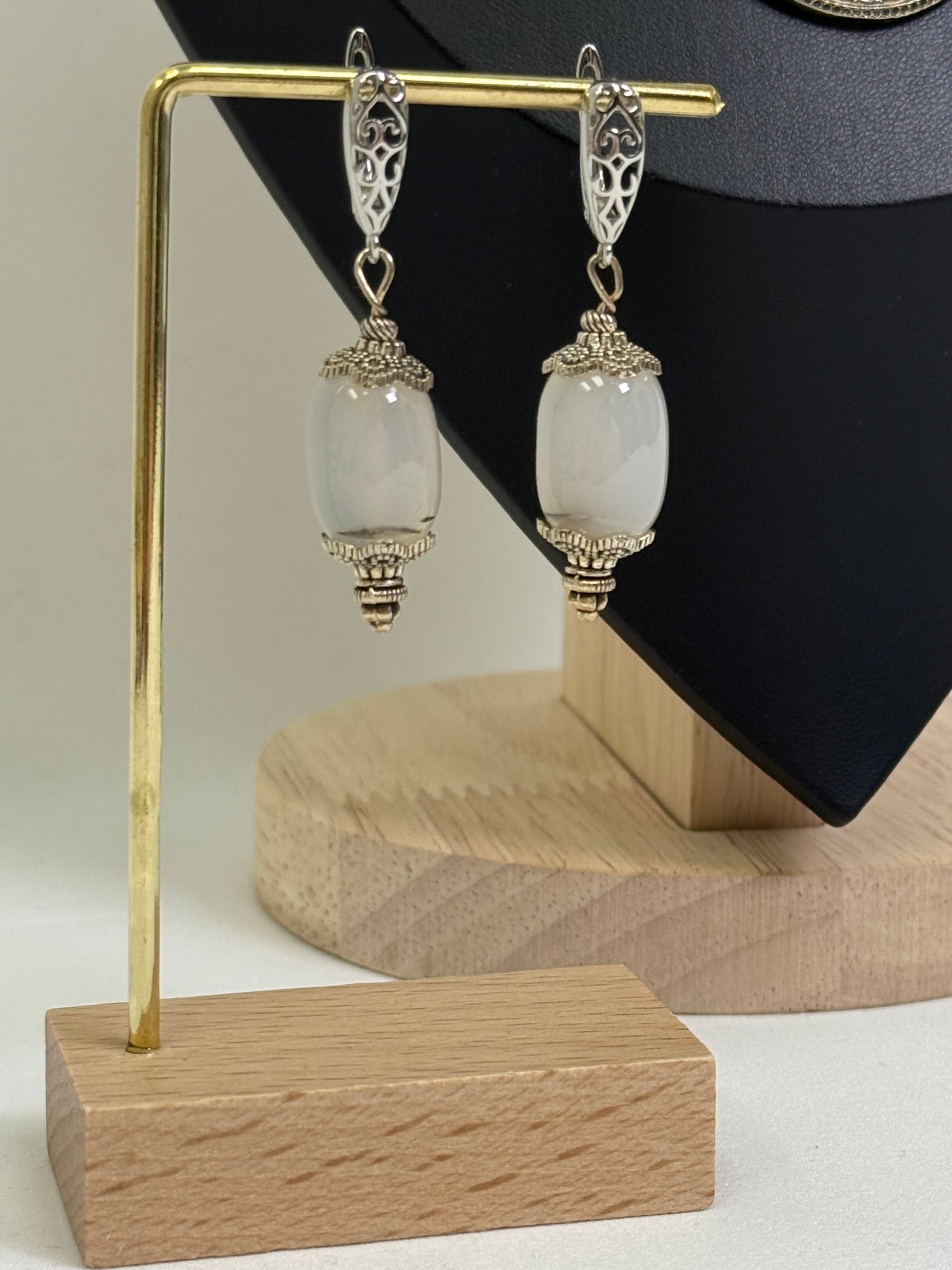 Natural Gray-Blue Stone Choker with Brass Pendant of the "Pokrovy Bohorodytsy"
