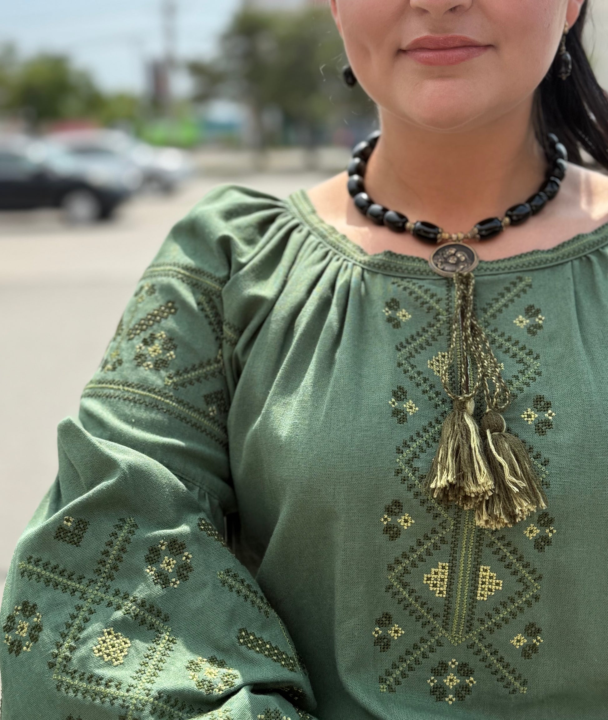 Women’s Green Vyshyvanka Cotton Long Sleeve In Ukrainian Traditions