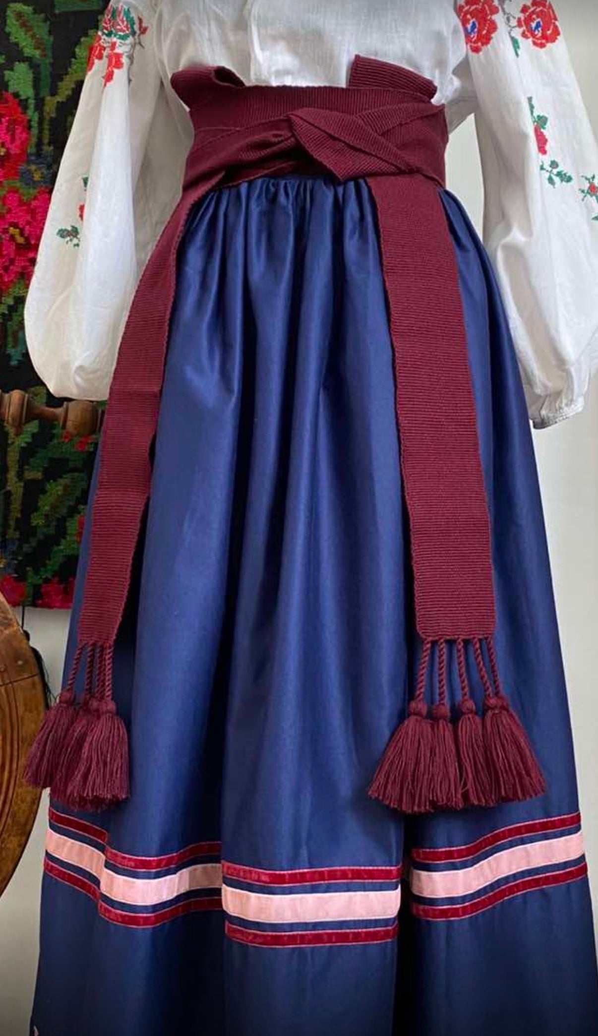 Traditional Women’s Ukrainian Kraika with Tassels  Cherry colour