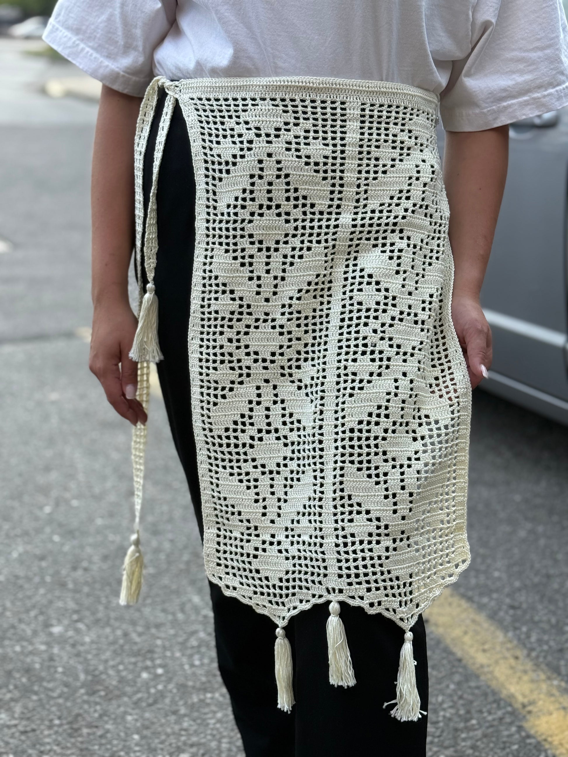 Hand-Knitted “Zapaska” with Traditional Ukrainian Ornament Cream Colour