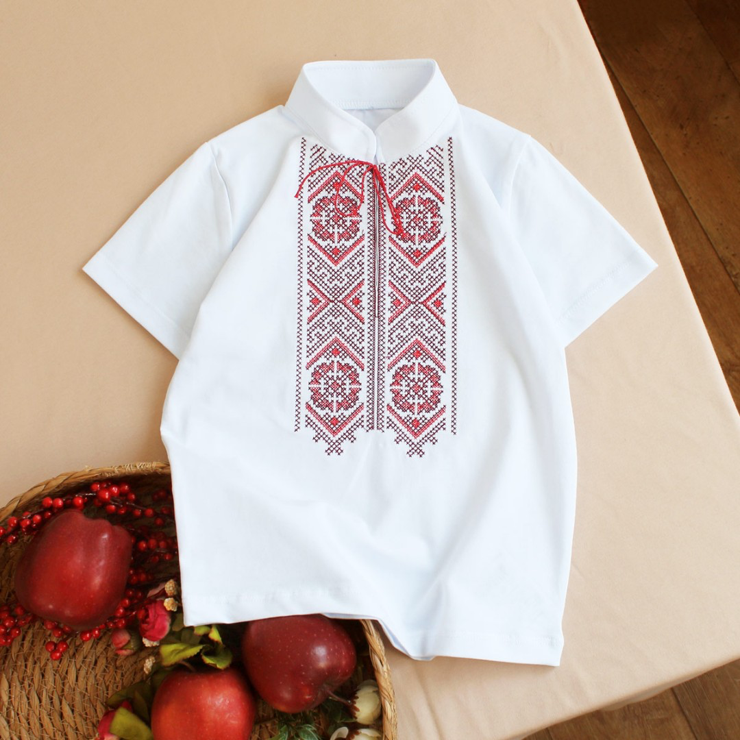 Boys’ Embroidered T-Shirt with Traditional Ukrainian Ornament