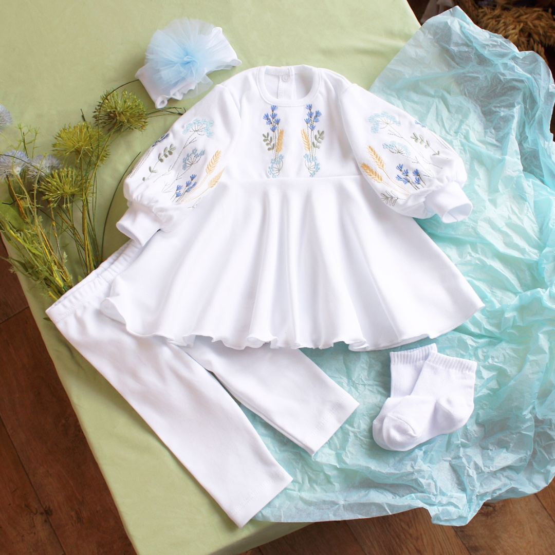 Embroidered Newborn Baby Girl Outfit Set