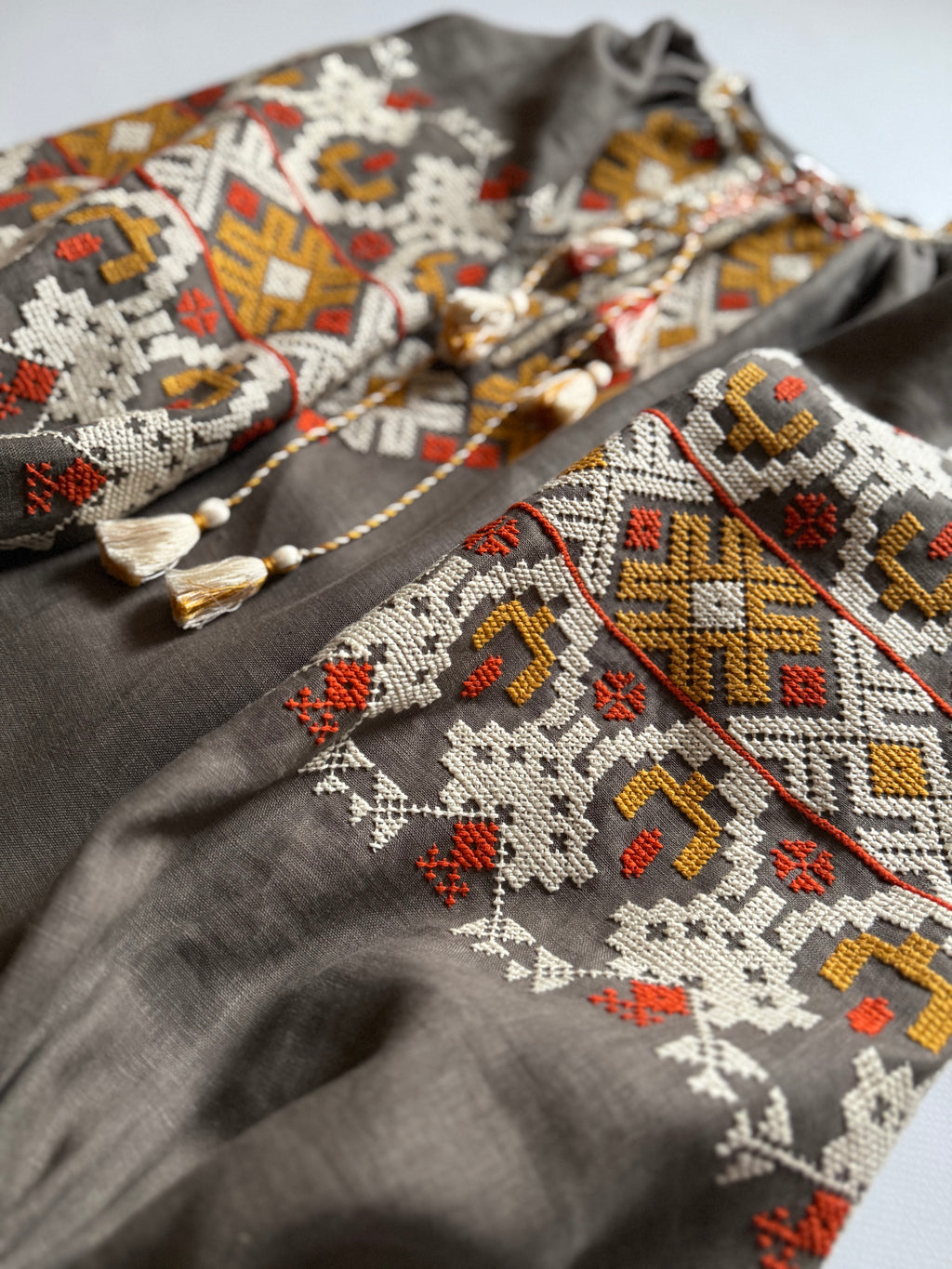 Linen Dress With Handmade Embroidery