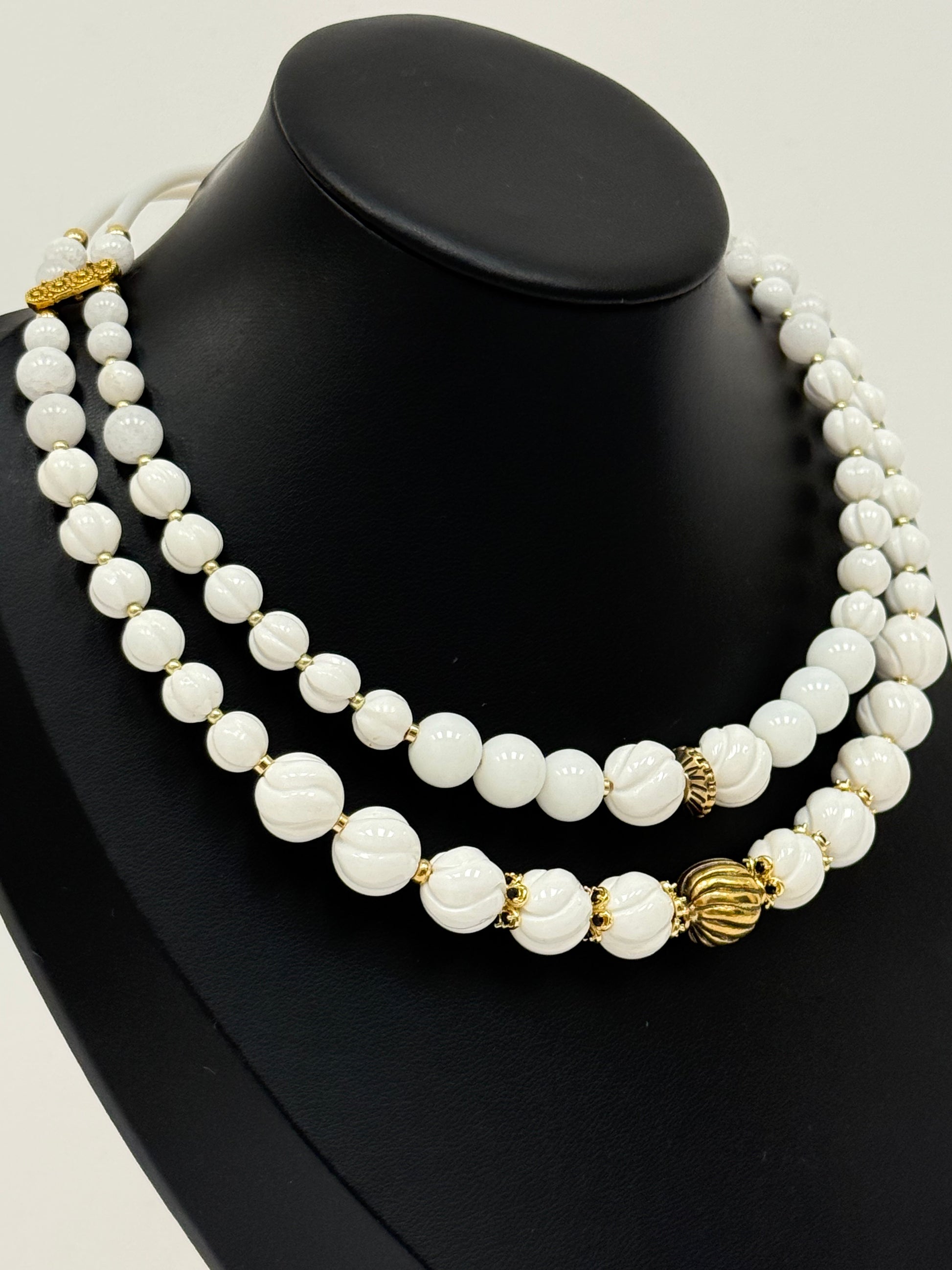 White Shell and Brass Bead Choker – Minimalist Ukrainian-Inspired Necklace