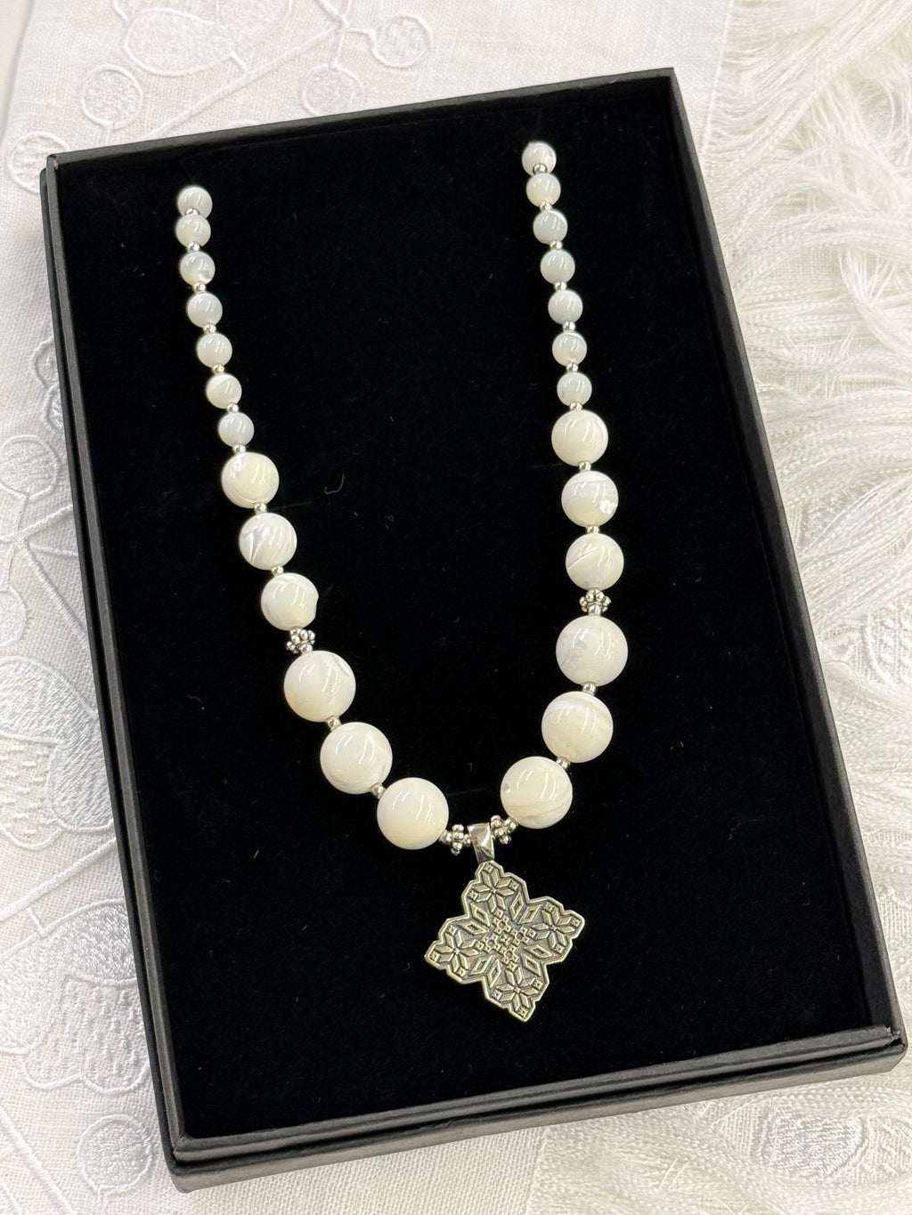 Mother of Pearl Necklace with German Silver Pendant