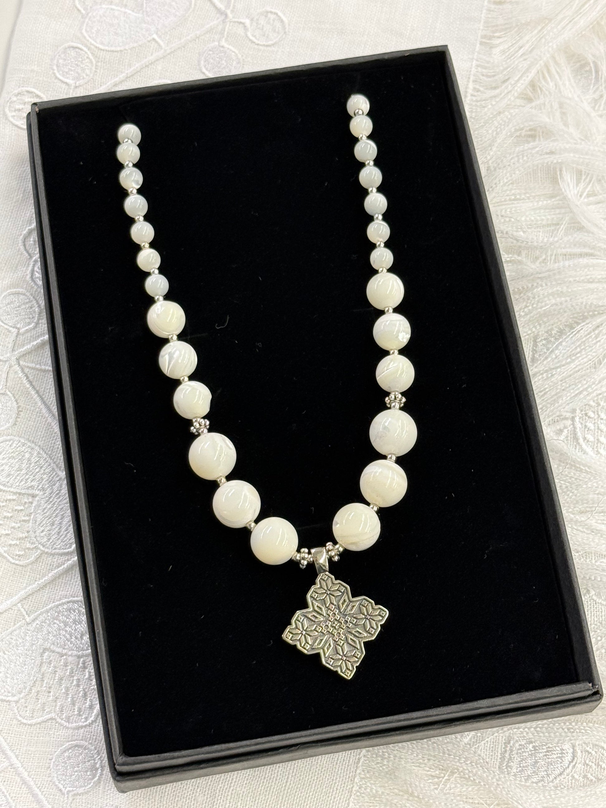 Mother of Pearl Necklace with German Silver Pendant