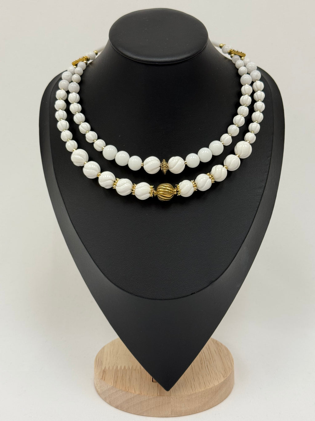White Shell and Brass Bead Choker – Minimalist Ukrainian-Inspired Necklace