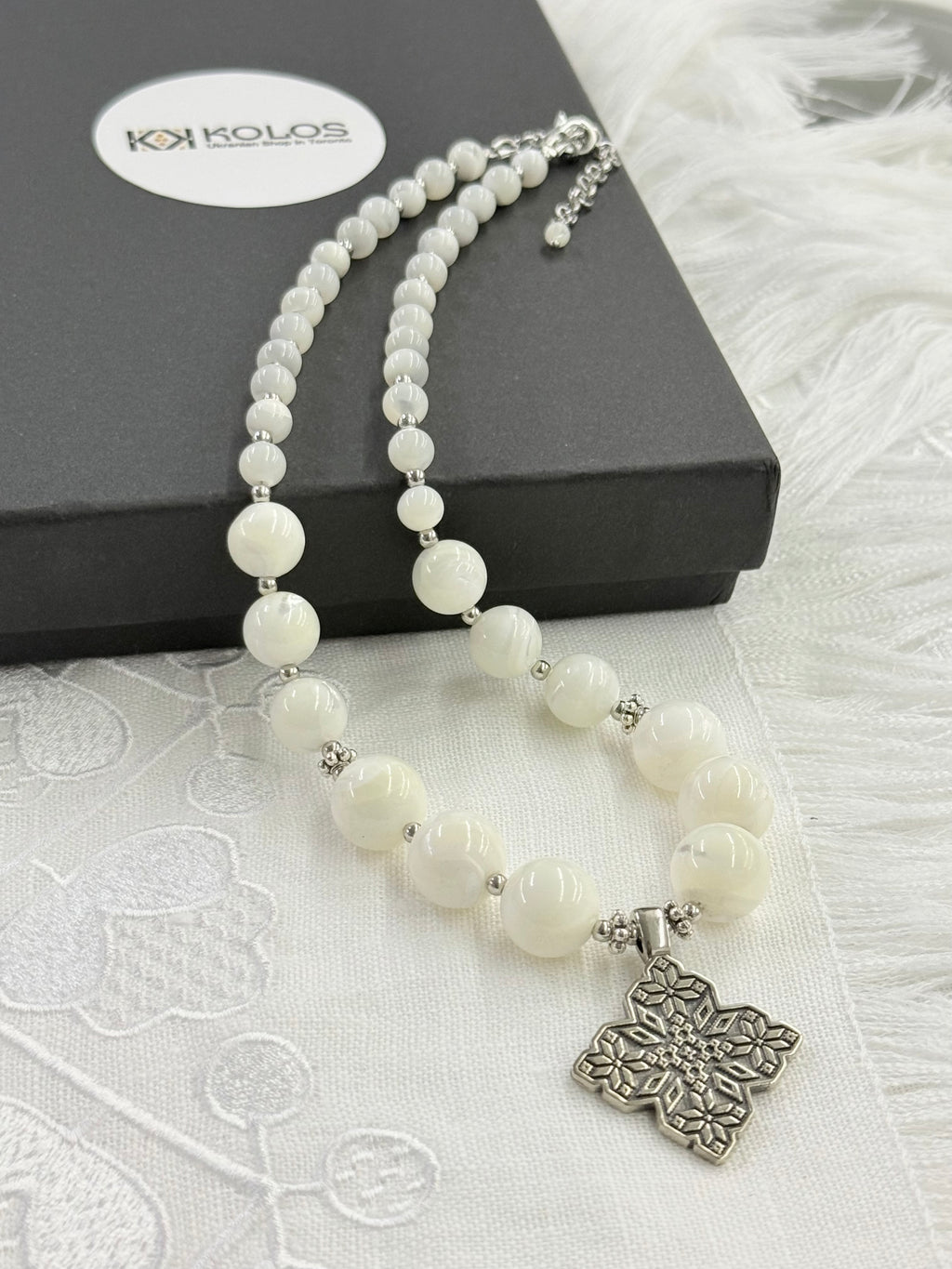 Mother of Pearl Necklace with German Silver Pendant