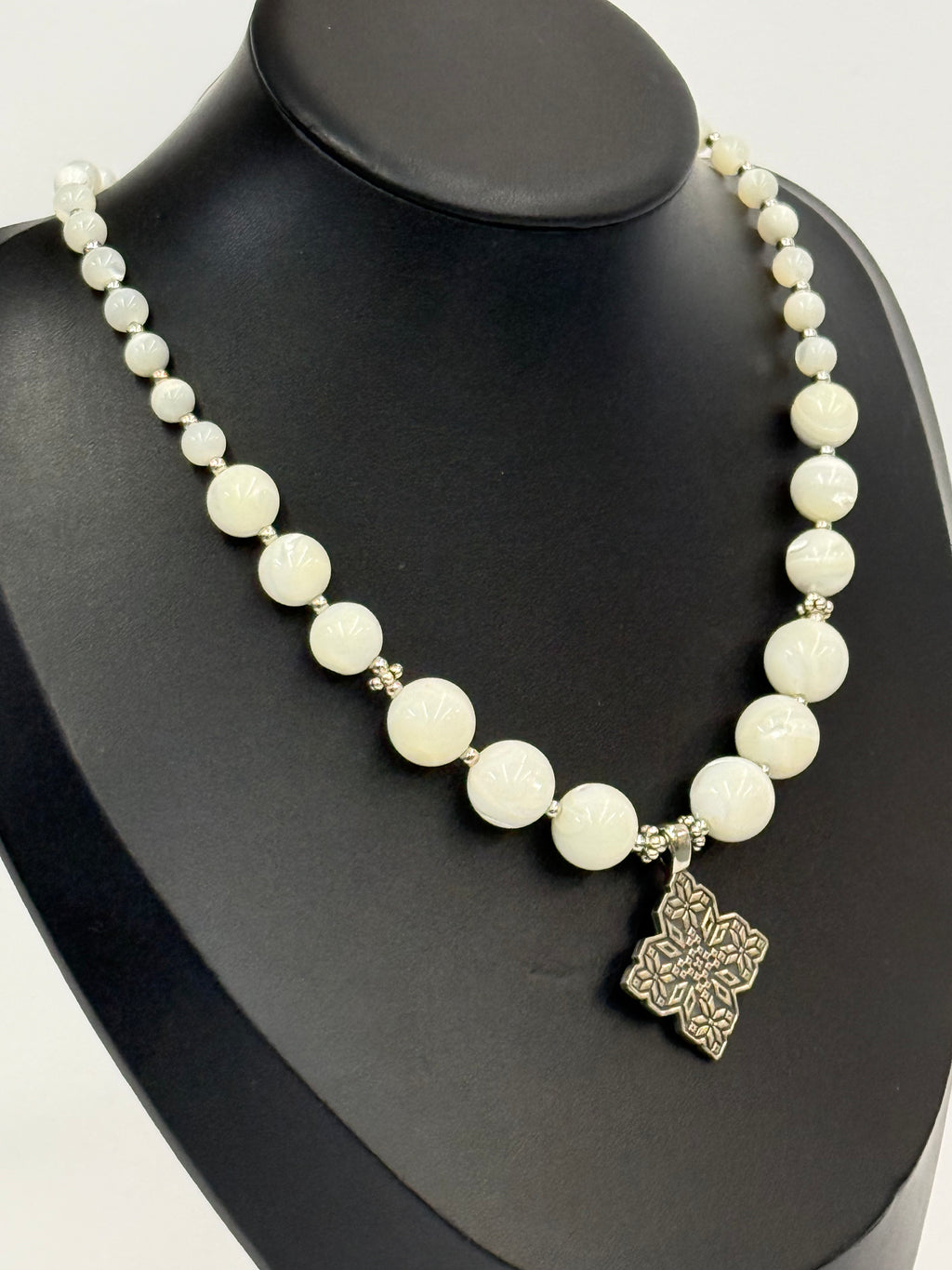 Mother of Pearl Necklace with German Silver Pendant
