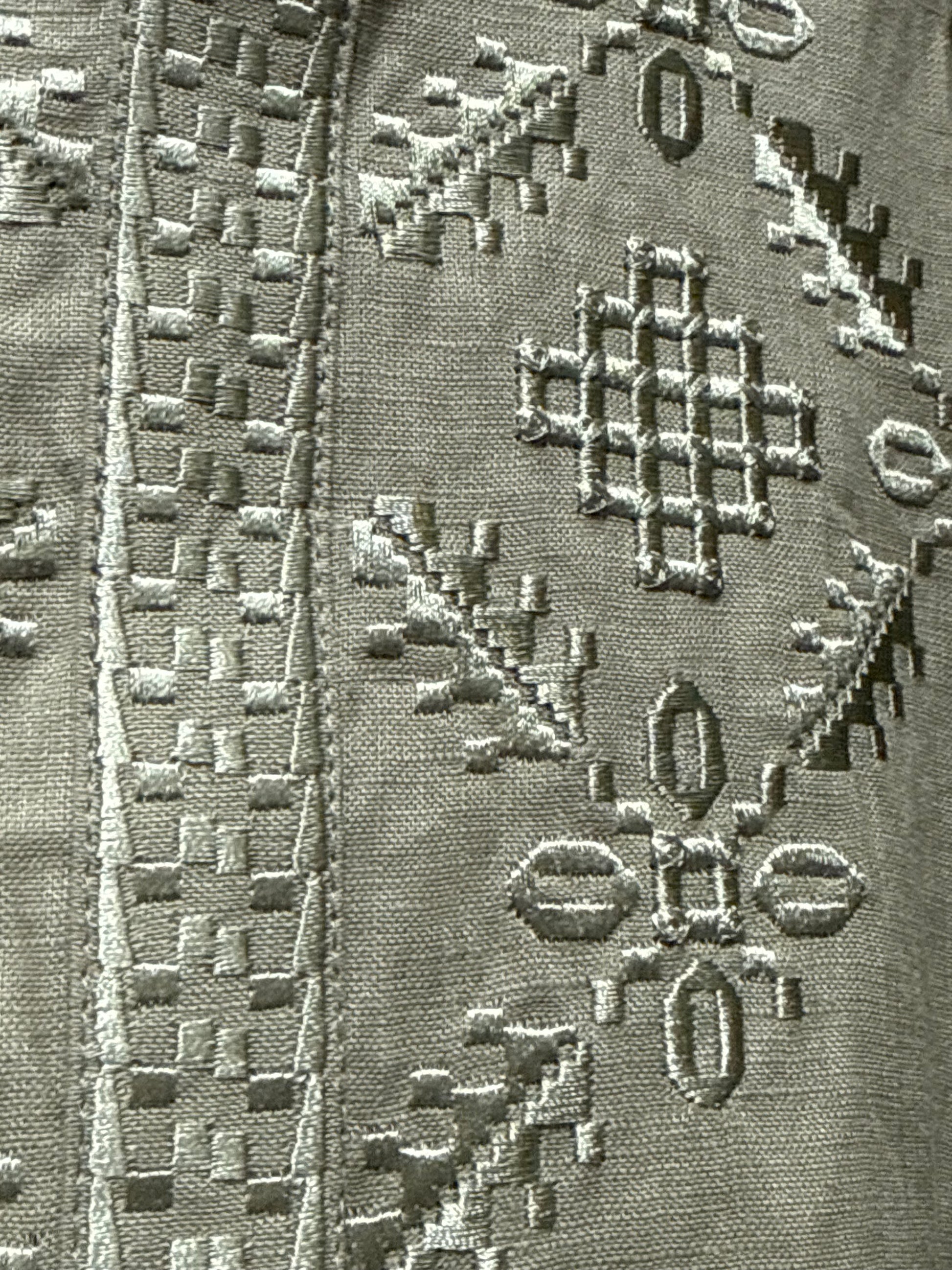 Men’s Khaki Linen Embroidered Shirt