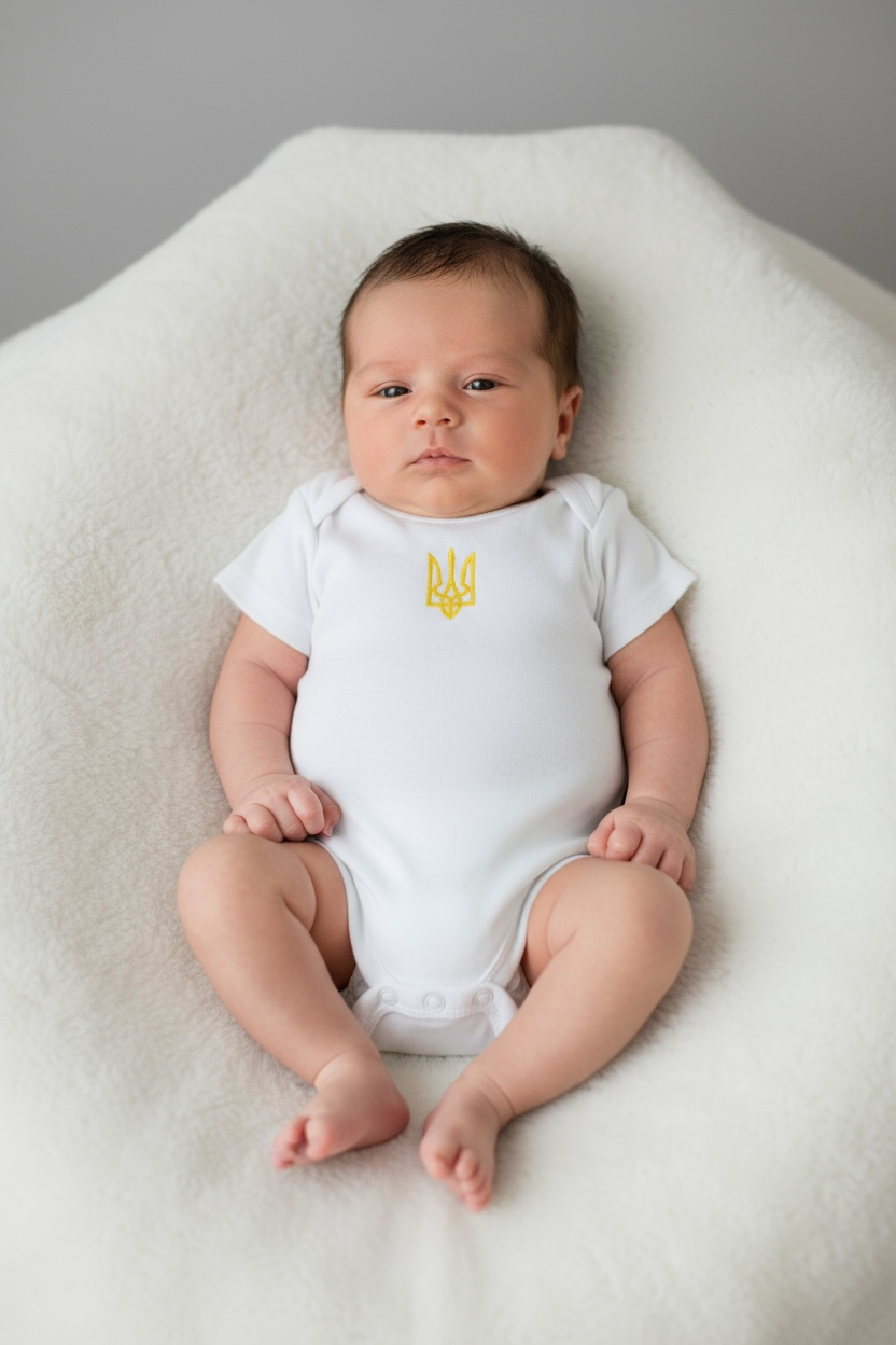 Embroidered Baby Bodysuit "Trident"