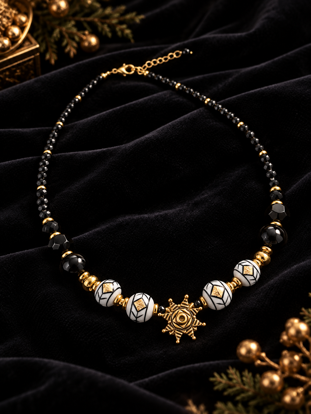“Christmas Star” Ceramic Necklace — “Christmas Night” Collection