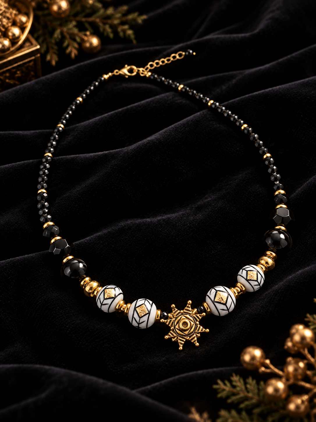 “Christmas Star” Ceramic Necklace — “Christmas Night” Collection