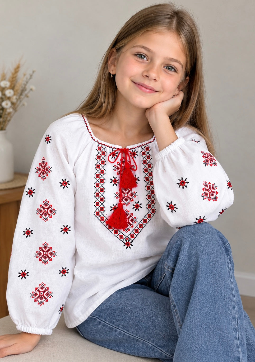 Girls White Vyshyvanka In Ukrainian Traditions