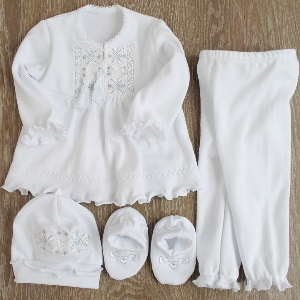 “Heart” Embroidered Christening Outfit for Baby Girls