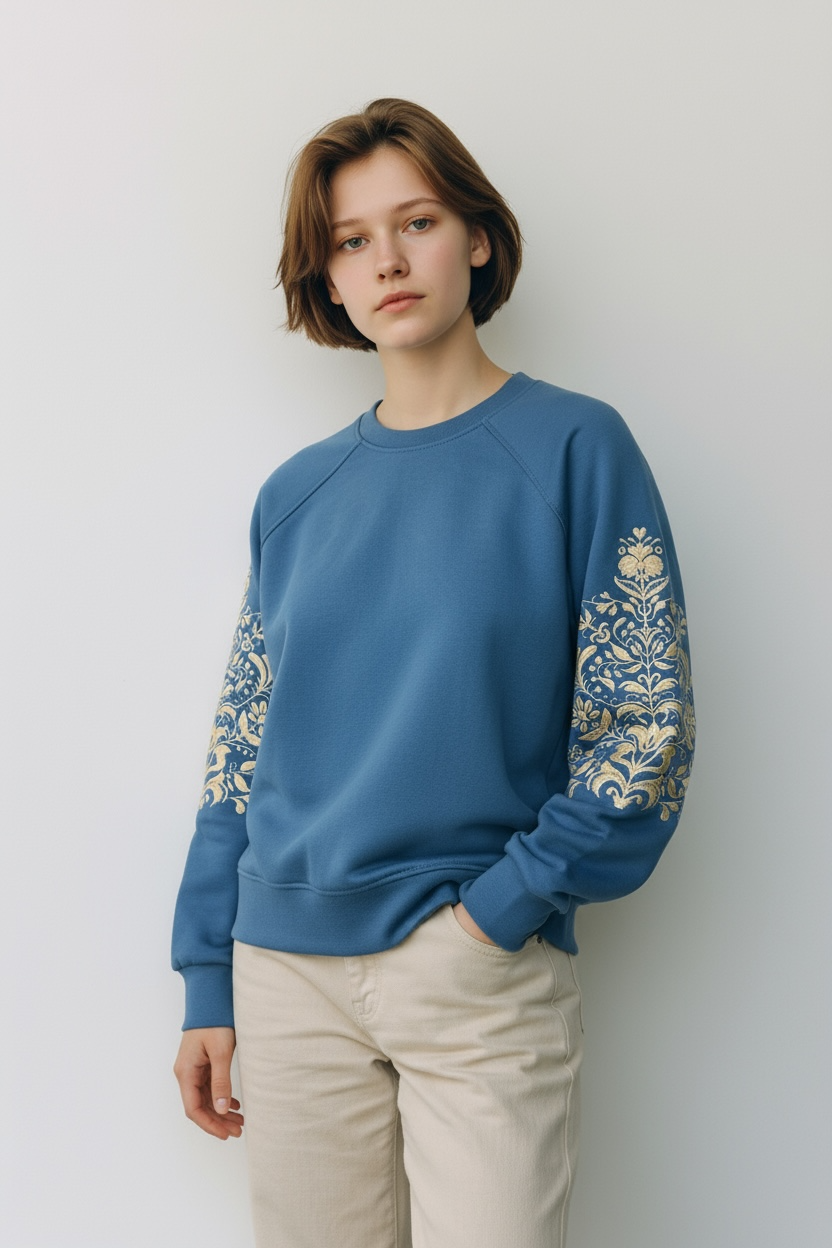 Blue Kids’ Sweatshirt With Embroidery