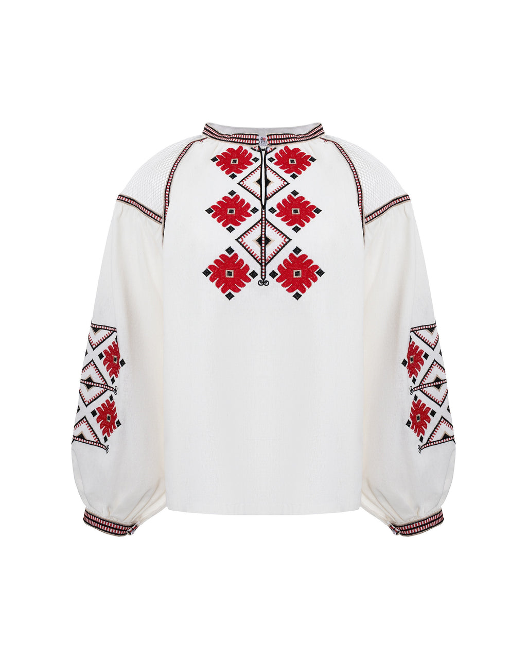 Women’s Embroidered Blouse with Red and Black Ornament