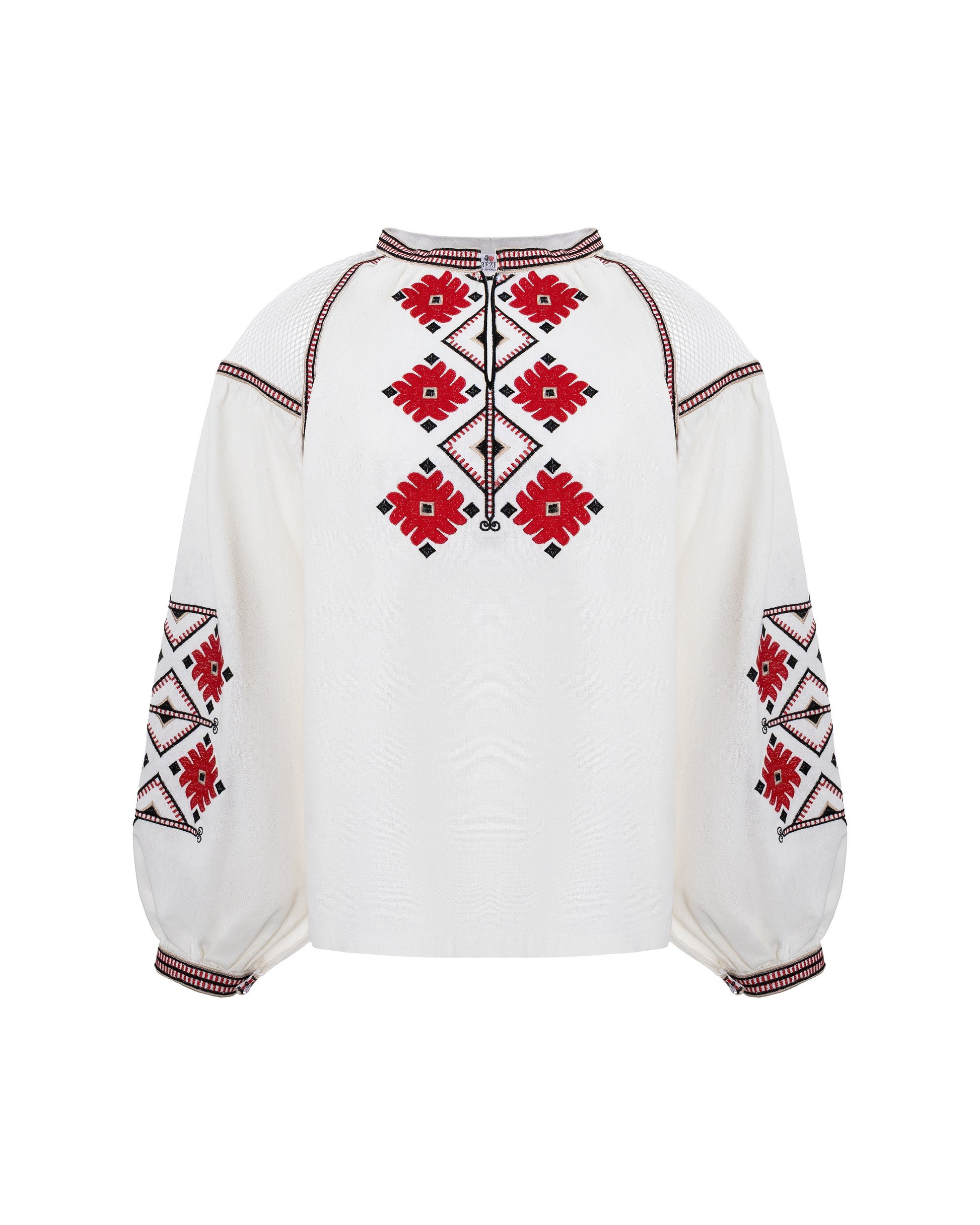 Women’s Embroidered Blouse with Red and Black Ornament