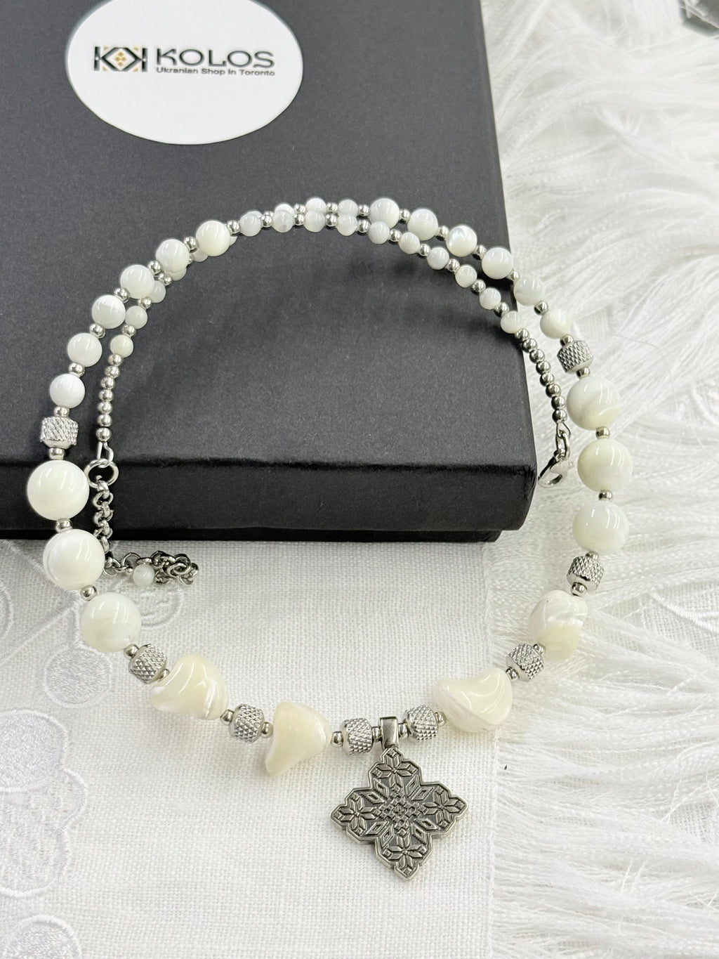 Mother of Pearl Choker with German Silver Pendant