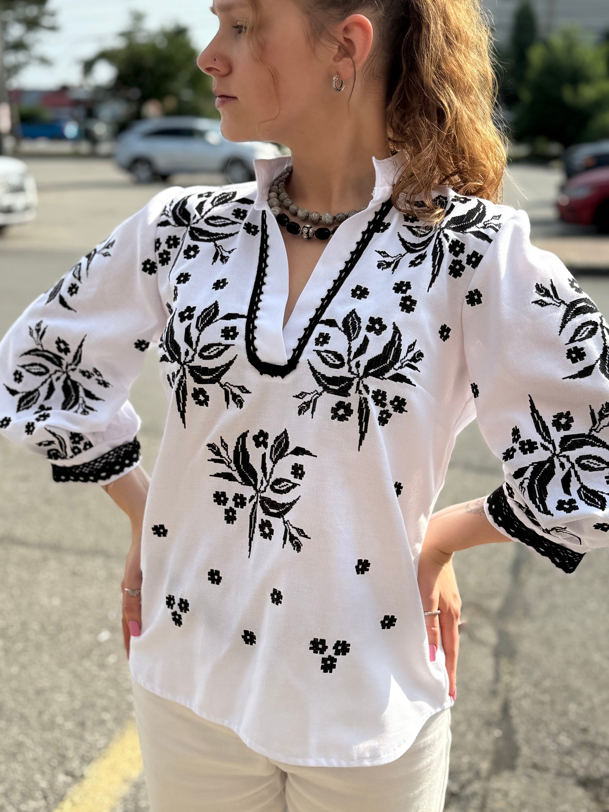 Jasmine Embroidered Shirt (Women’s) – 3/4 Sleeve Ukrainian Vyshyvanka