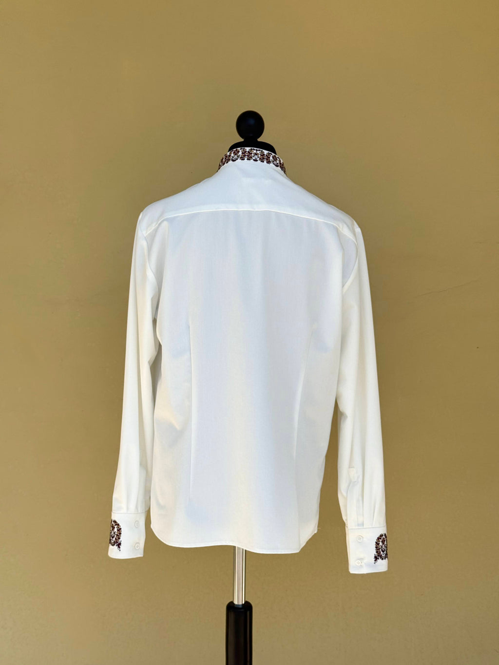 Men's Ivory Ukrainian Embroidered Shirt with Burgundy Ornament