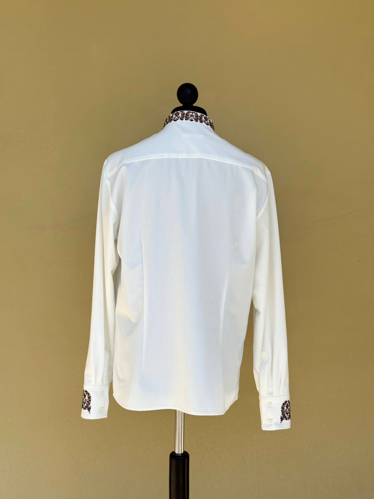 Men's Ivory Ukrainian Embroidered Shirt with Burgundy Ornament