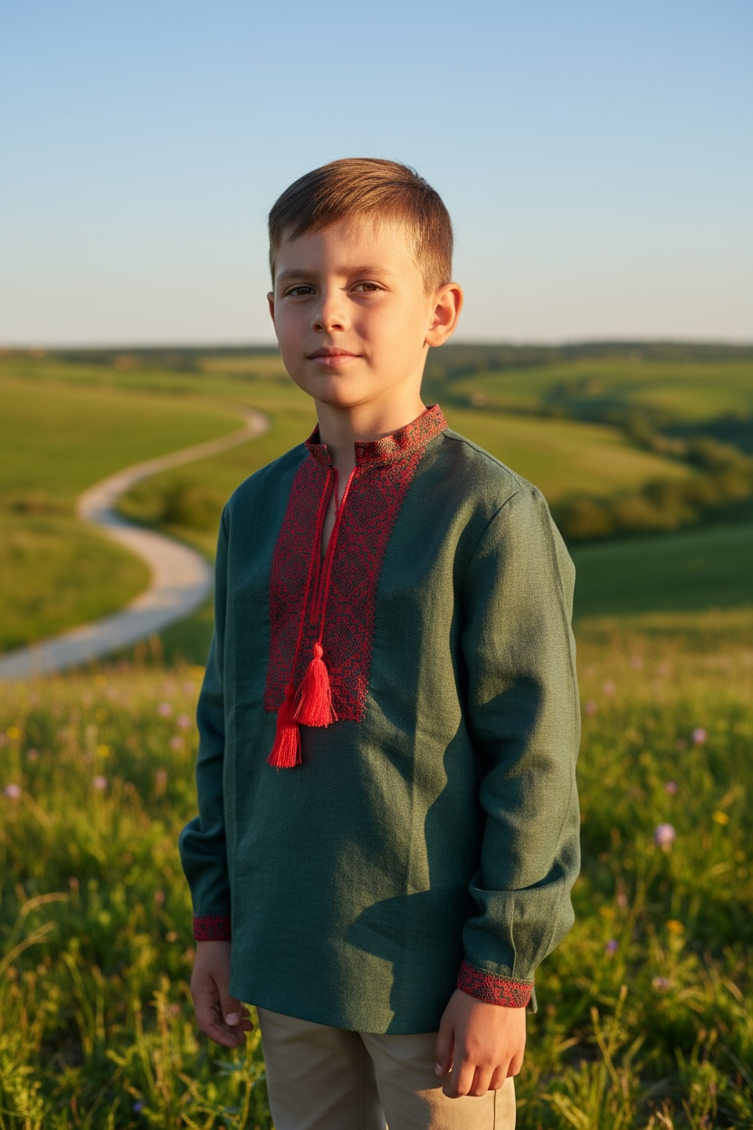 Boys Vyshyvanka Linen Long Sleeve In Ukrainian Traditions