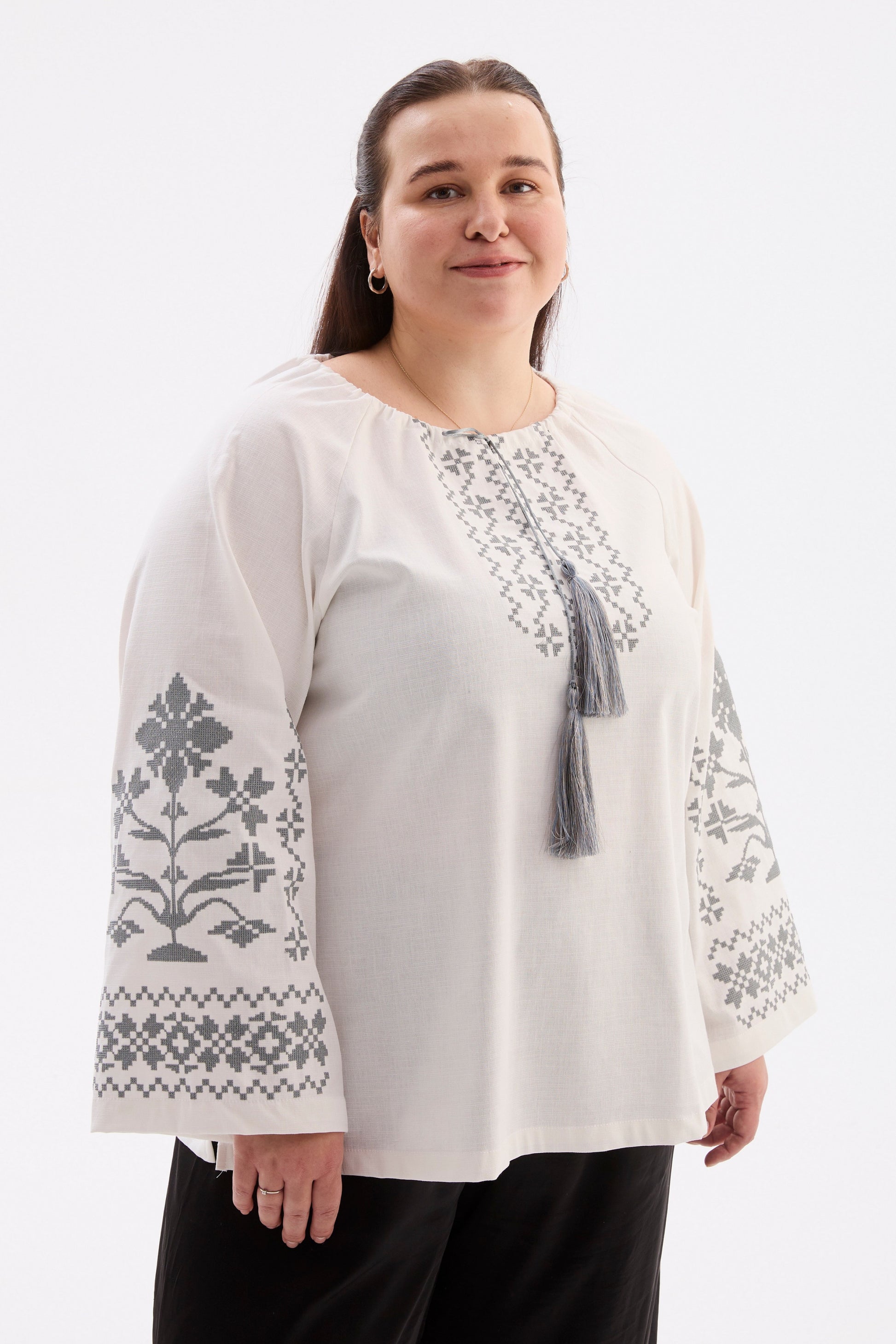 Embroidered Linen Blouse