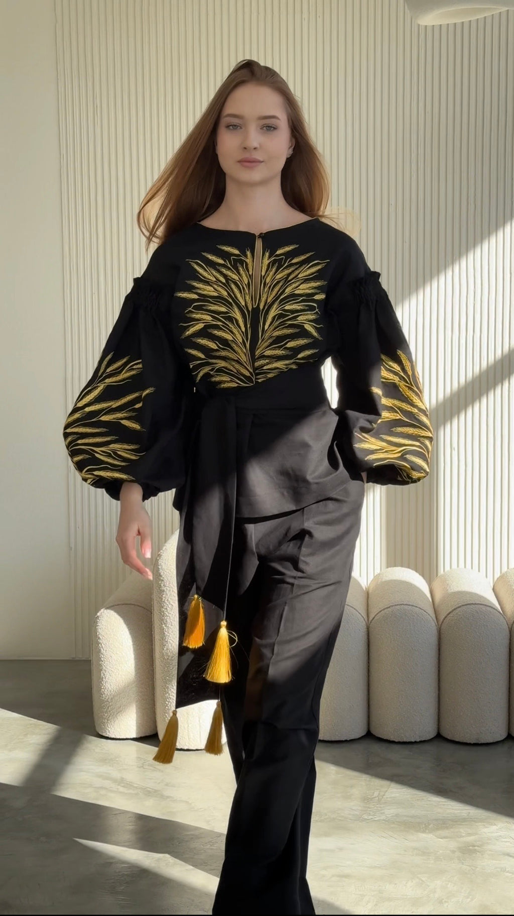 Classic Black Linen Pants with Elastic Waist