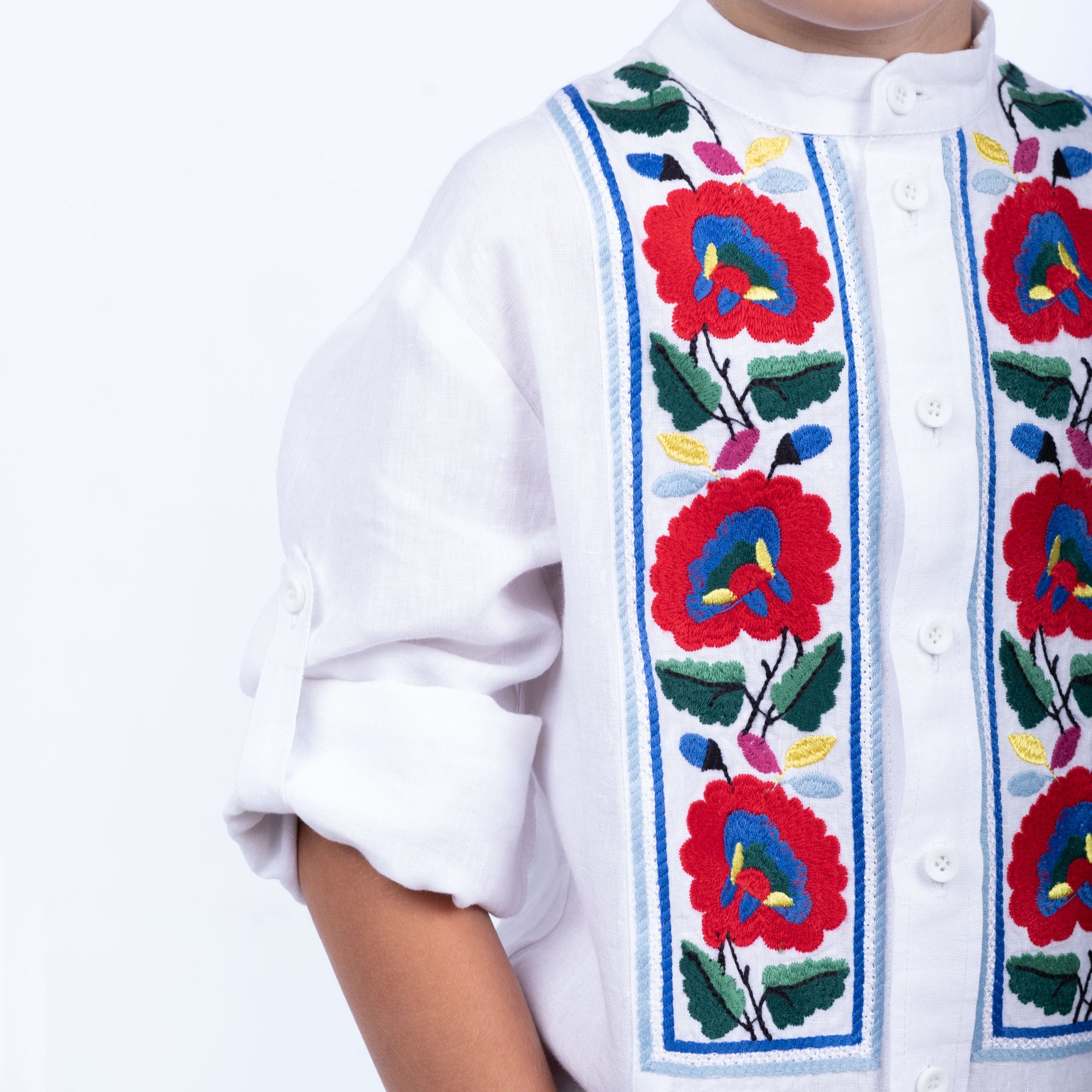 Boys’ Linen Embroidered Shirt