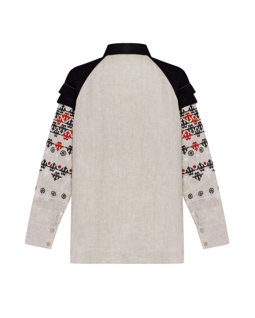 Women’s Linen Shirt with Hand Block Print Black