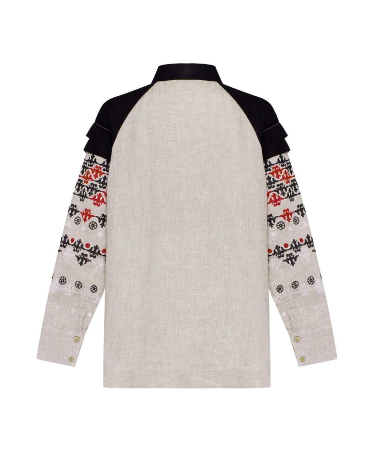 Women’s Linen Shirt with Hand Block Print Black