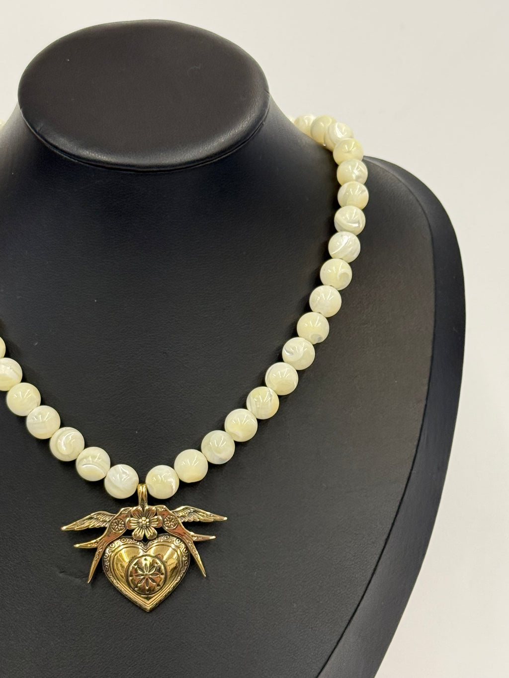 Mother of Pearl Necklace with “Yahnusok” Brass Pendant