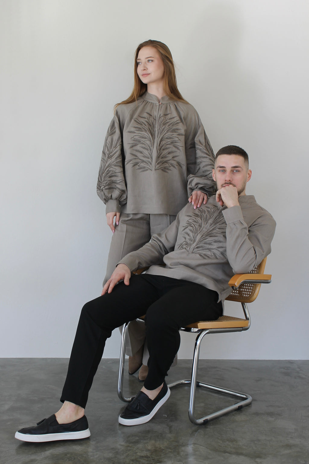 Linen Vyshyvanka In Mocha Colour "Wheat"