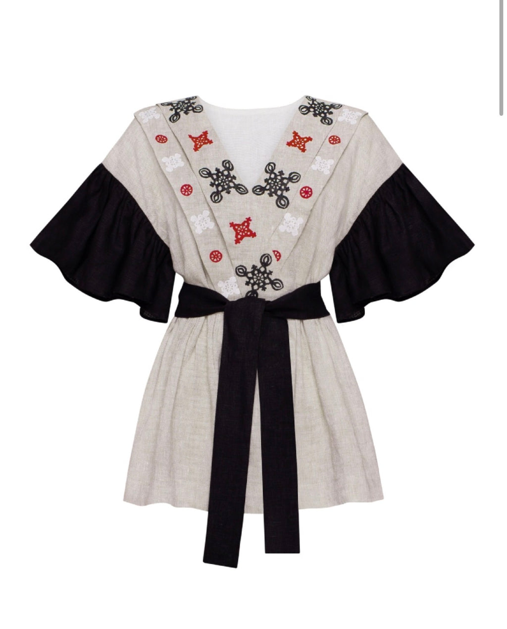 “Zlahoda” Linen Blouse with Hand Block Print