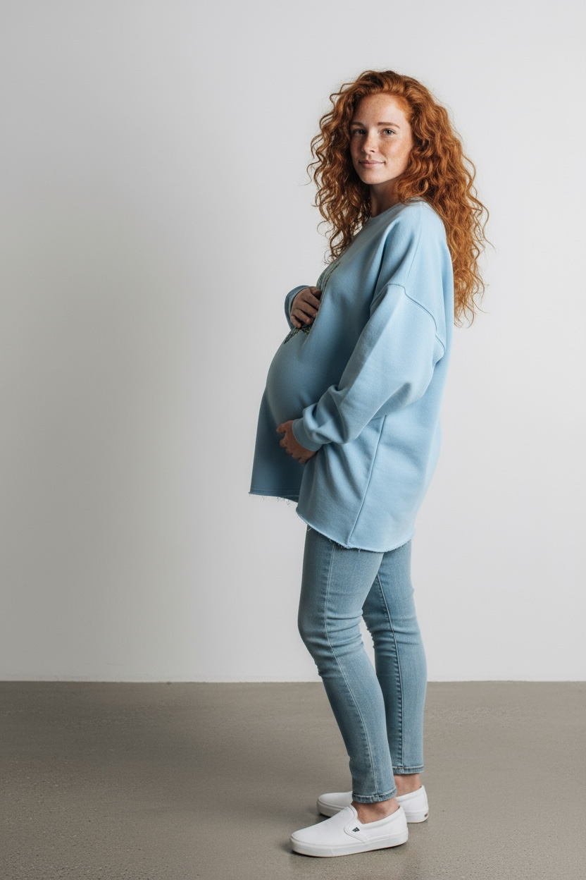 Light Blue Sweatshirt With "Tryzub" Embroidery