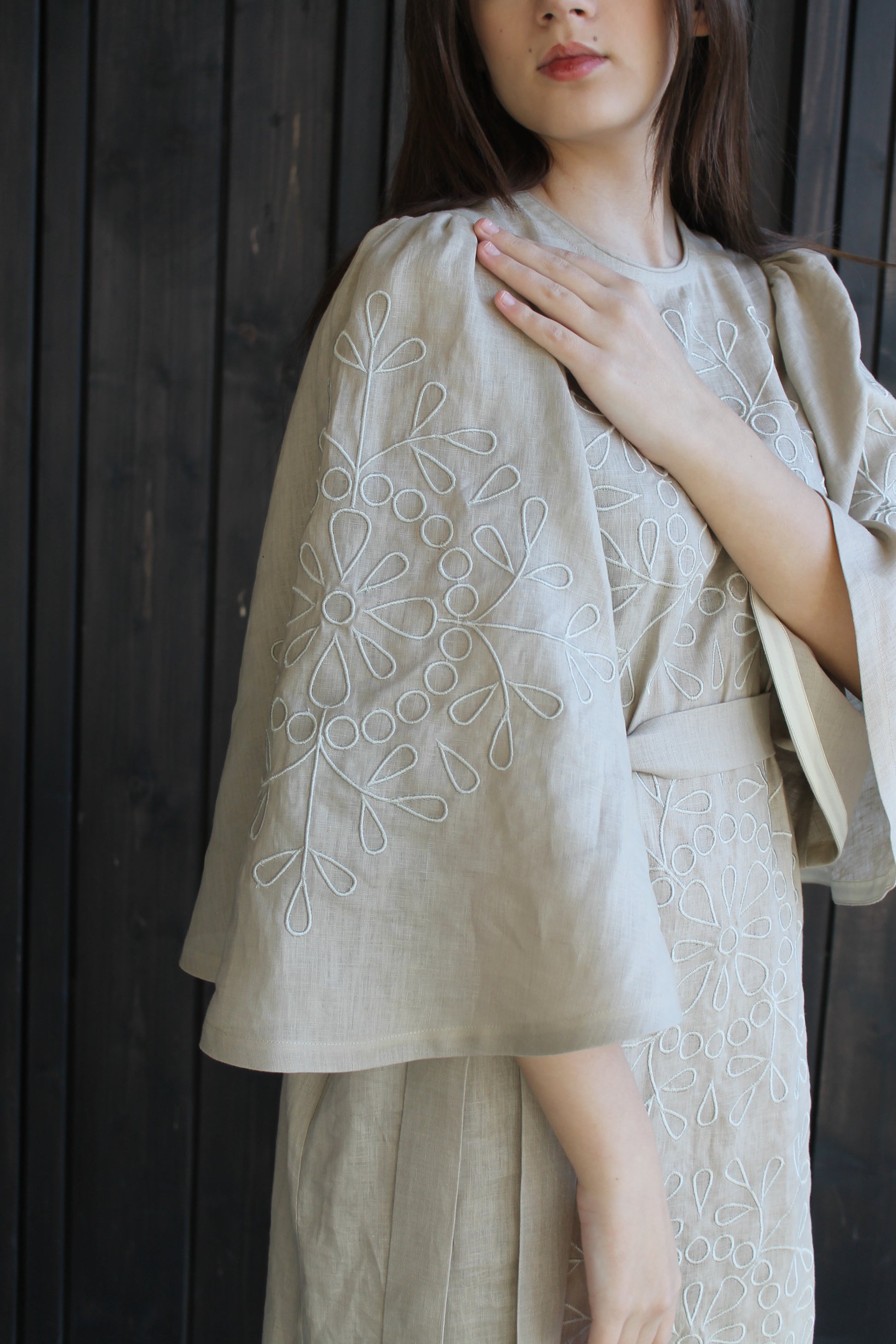 Elegant Linen Maxi Dress With "Tsvit" Embroidery