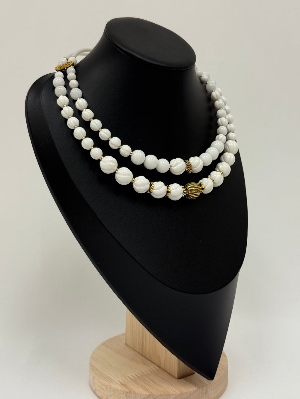 White Shell and Brass Bead Choker – Minimalist Ukrainian-Inspired Necklace