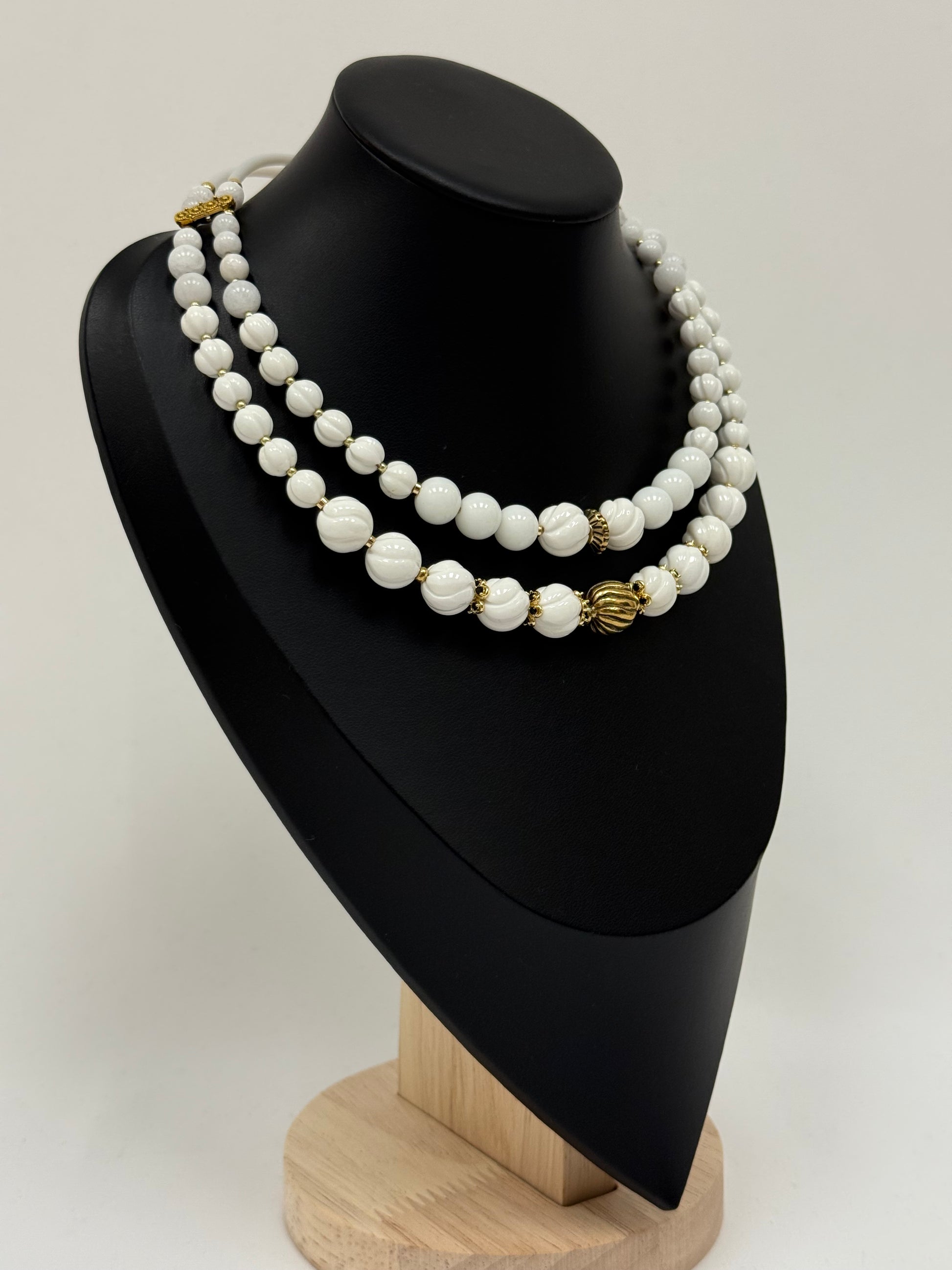 White Shell and Brass Bead Choker – Minimalist Ukrainian-Inspired Necklace