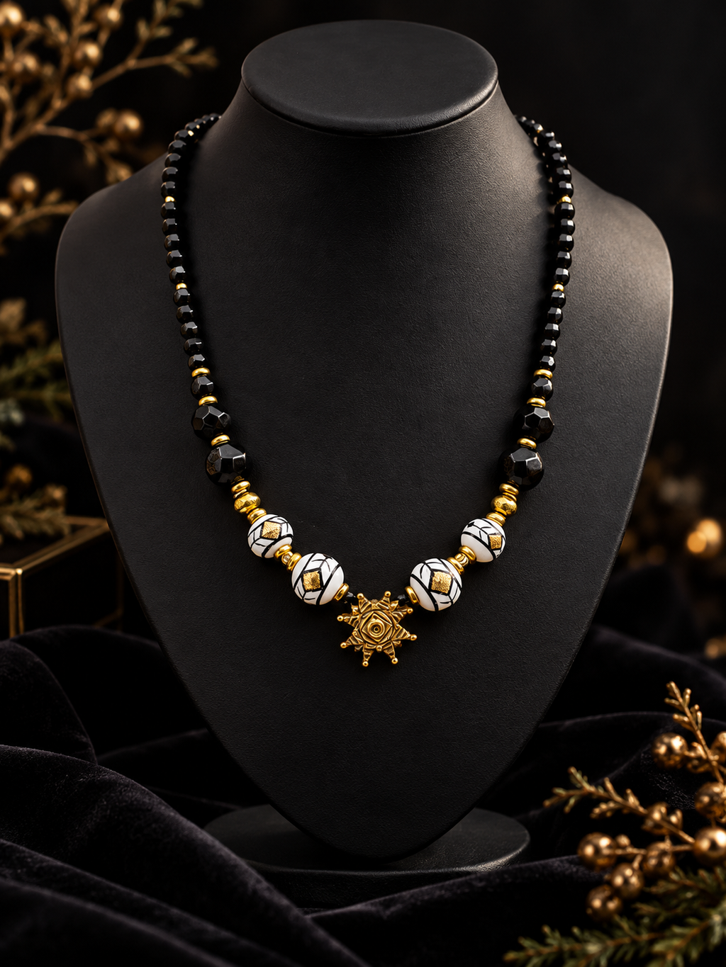 “Christmas Star” Ceramic Necklace — “Christmas Night” Collection