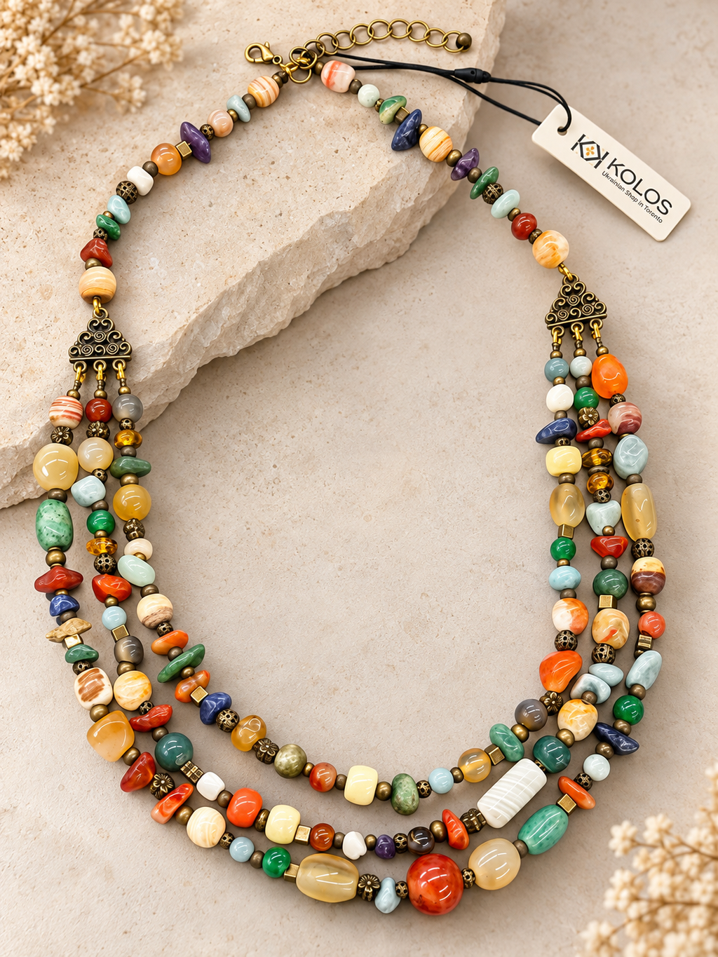 Multistrand Natural Gemstone Necklace