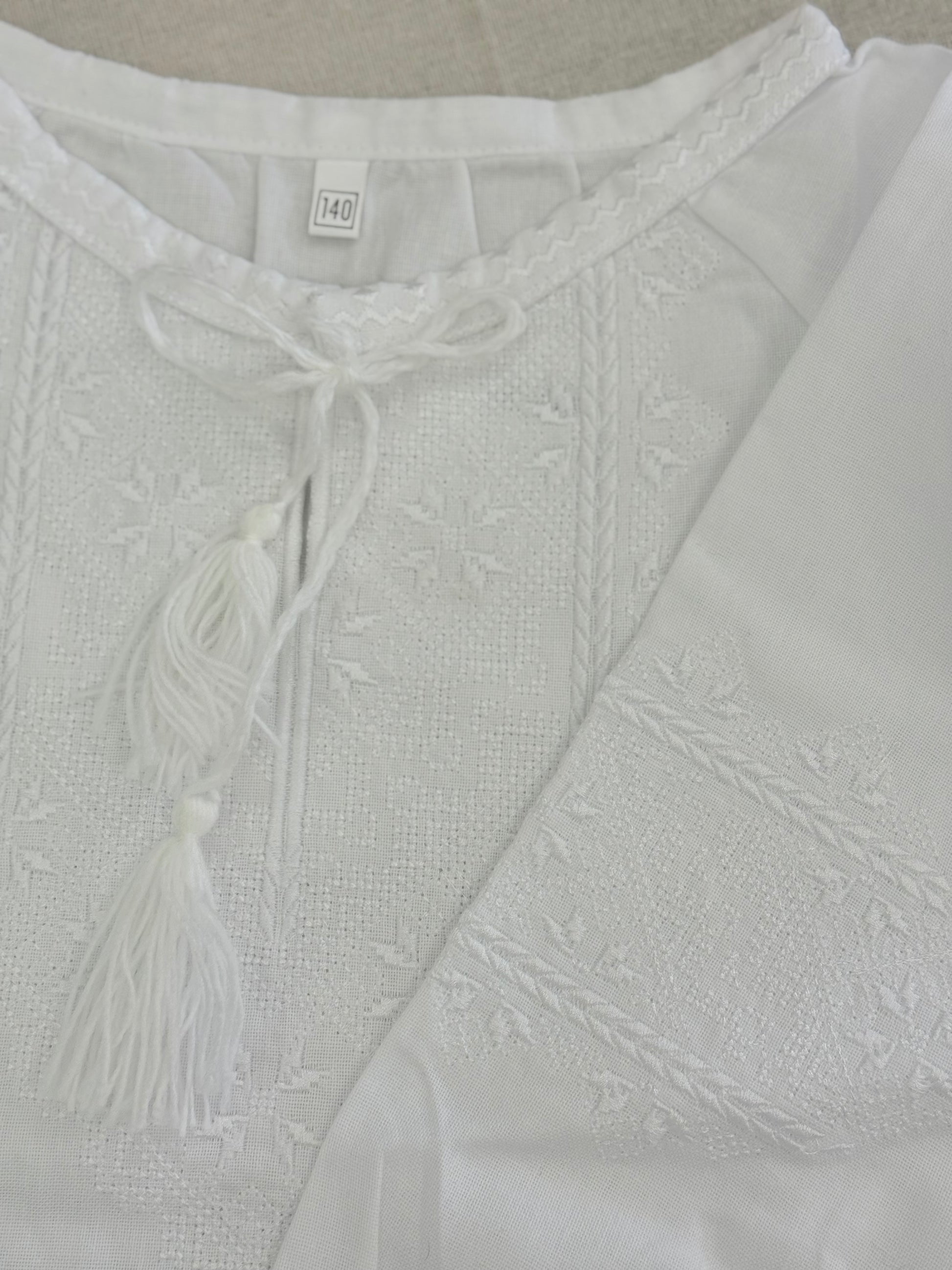 Girls White Vyshyvanka Long Sleeve In Ukrainian Traditions