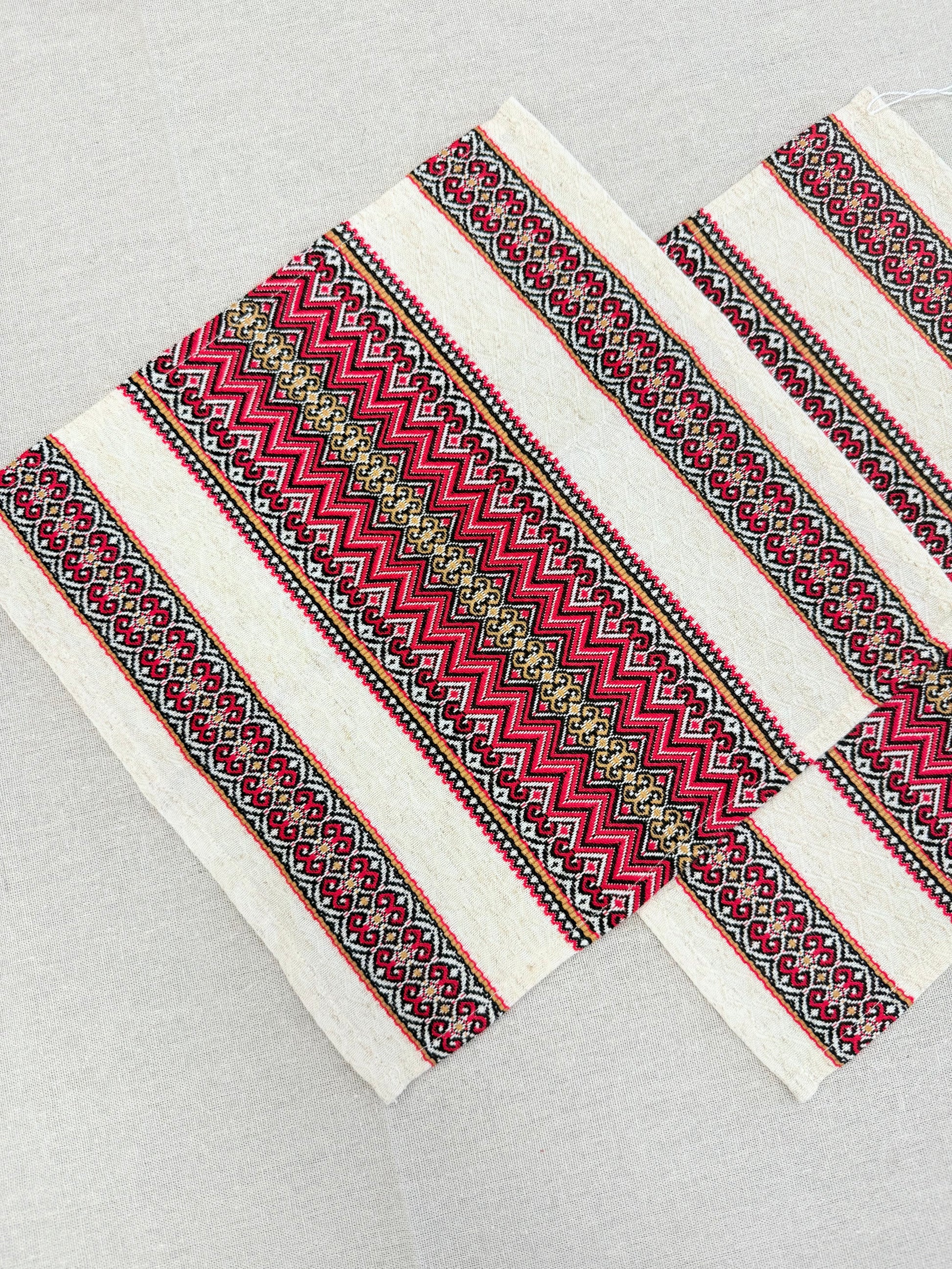 Woven Tablecloth With Traditional Ornament Red