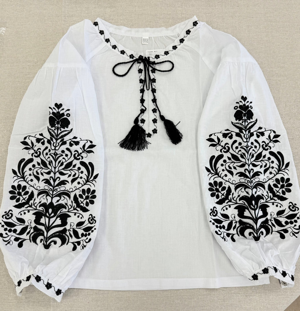 Girls White Vyshyvanka Long Sleeve In Ukrainian Traditions