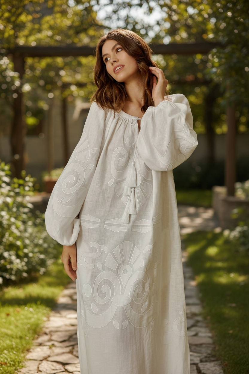 Dress "Tina" White with Cream