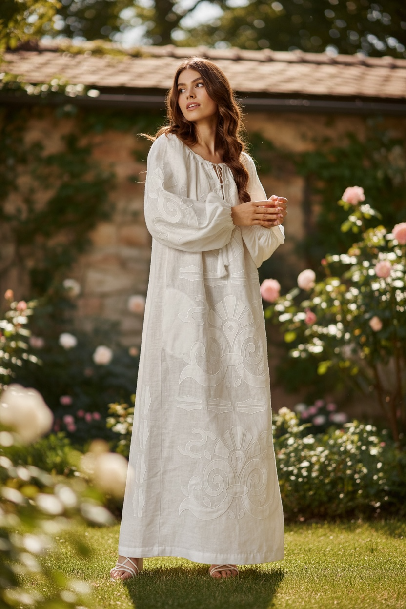 Dress "Tina" White with Cream