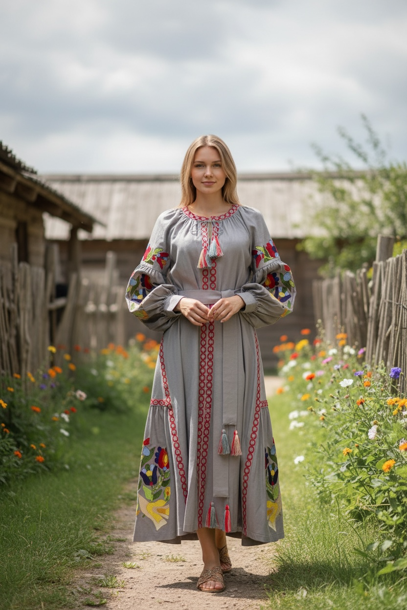 “Flora” Dress Gray