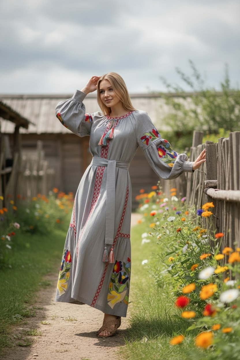 “Flora” Dress Gray